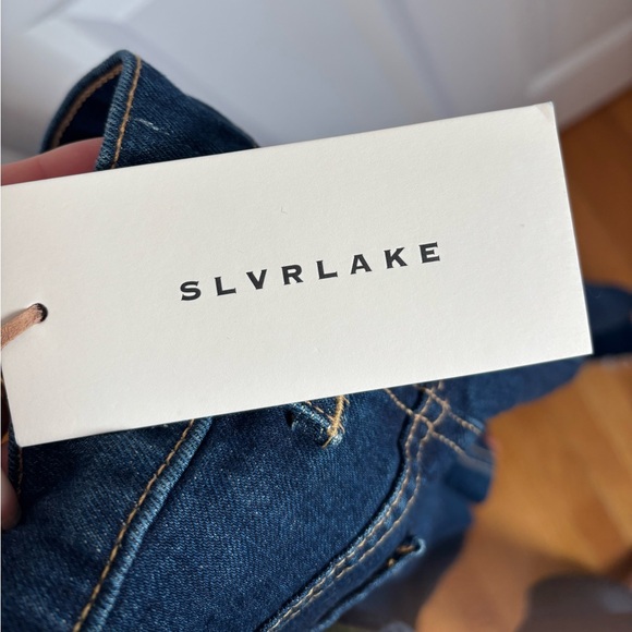 SLVRLAKE Grace wide leg Jeans in blue Western Hero Wash Raw Hem 28 - Picture 5 of 11